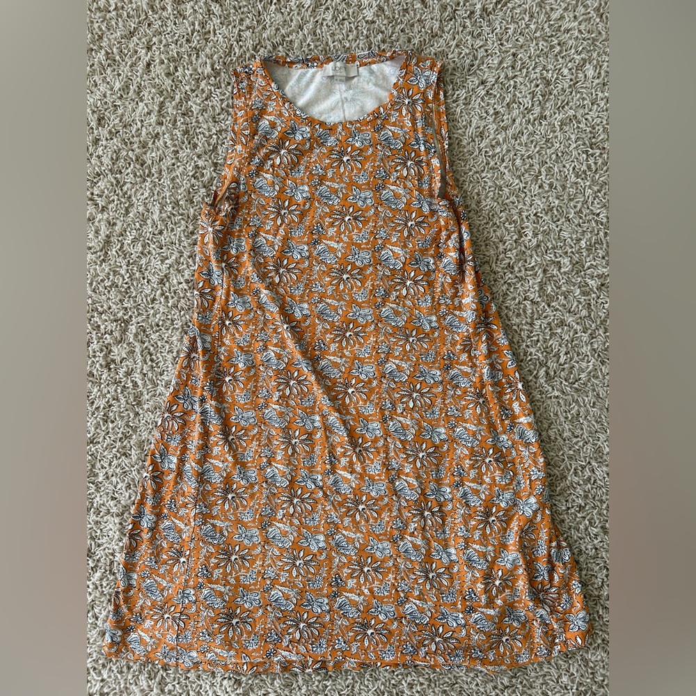 LOFT Women’s XS Orange Floral Patterned Dress Knee Length Dress